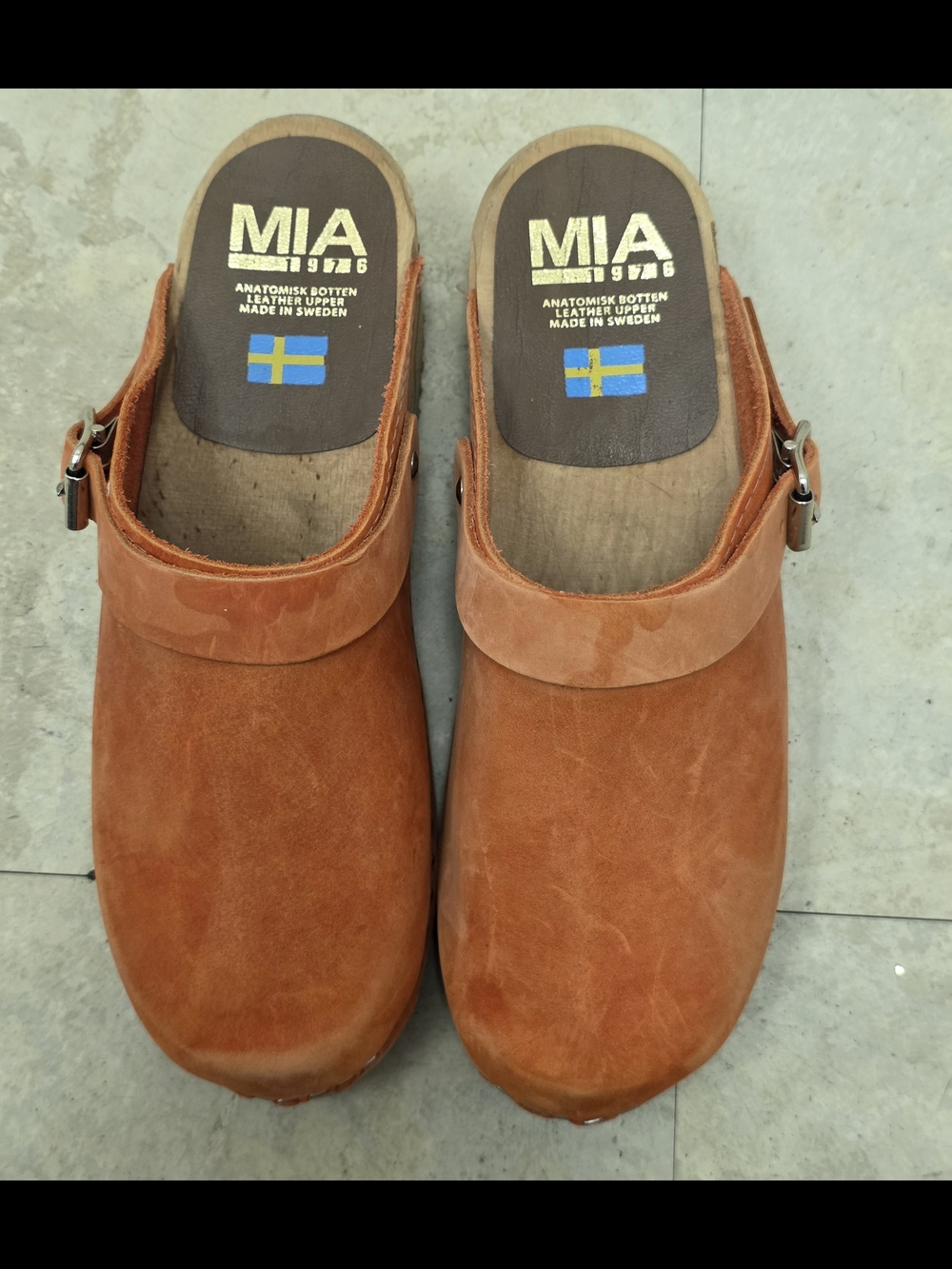 MIA Sweden Leather Clogs in Burnt Orange
